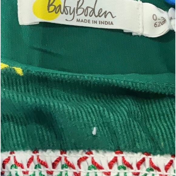 Baby Boden Christmas Corduroy Smocked Overalls Size 0-3mo - Picture 2 of 3